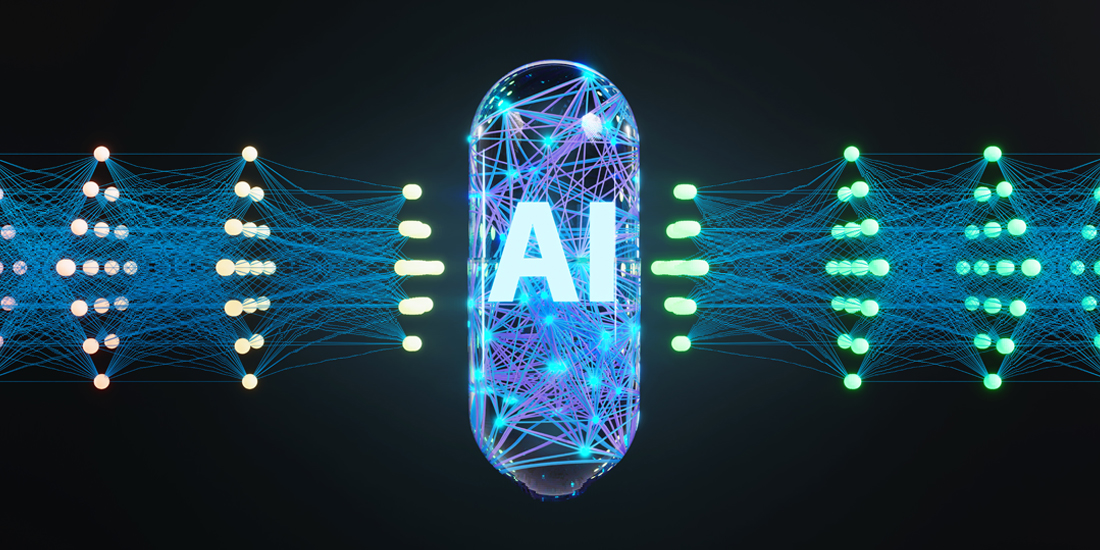 AI machine learning neural links connected.