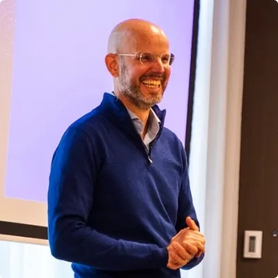 Our CMO giving a presentation at an ICRON corporate event