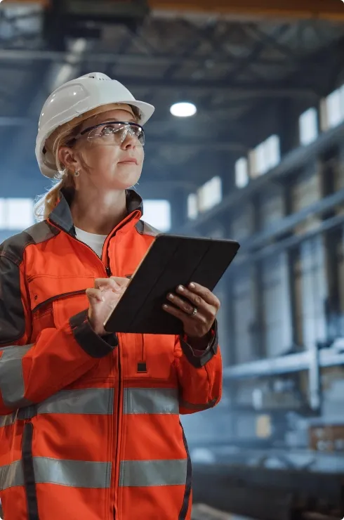 Supply chain manager inspects inventory