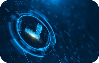 A digital checkmark icon representing compliance, quality checks, and validated blend specifications.