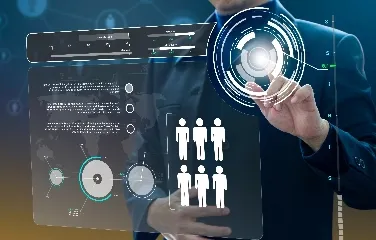 Businessperson using digital interface for workforce analytics