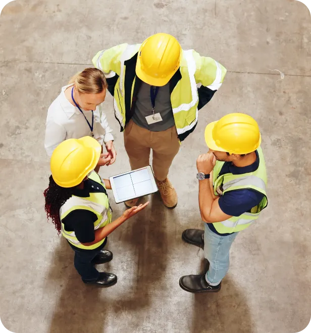 Stakeholders gather around a table with supply-chain icons to plan procurement and blending strategy.