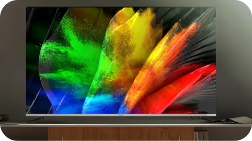 Modern TV with a bright multicolor display, used as a generic visual.
