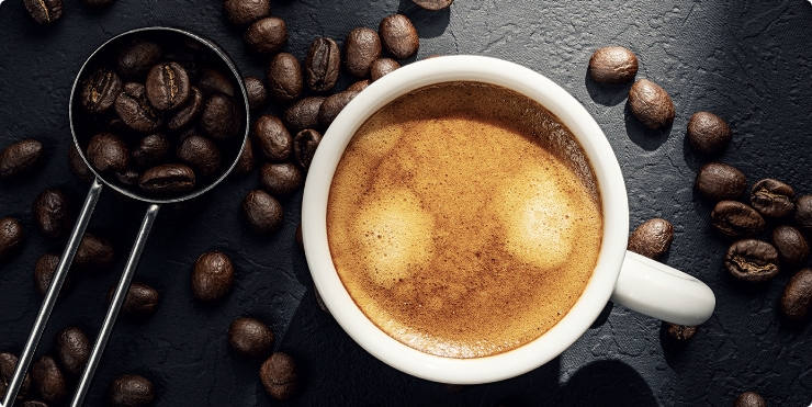 Freshly brewed coffee cup