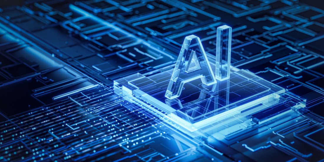 3D digital illustration of AI chip symbolizing artificial intelligence in supply chain optimization