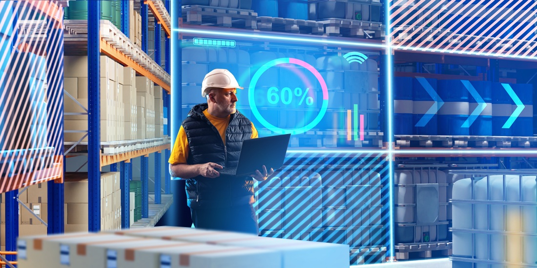 Engineer using AI-powered analytics to improve supply chain forecast accuracy with machine learning models