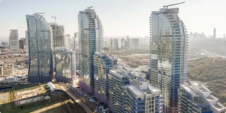Panoramic view of modern city skyline representing progress and urban innovation
