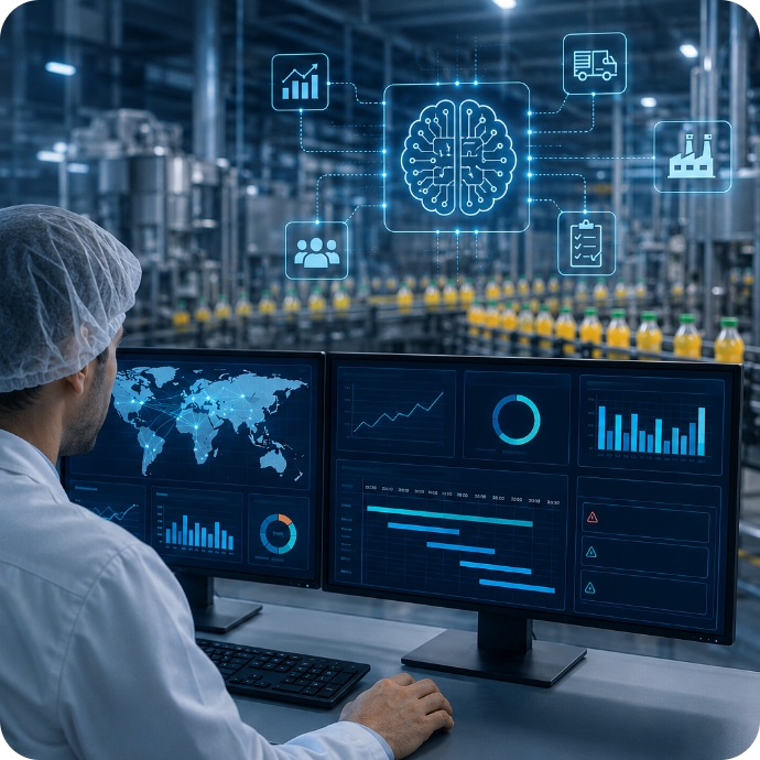 Food and Beverage supply chain AI platform control