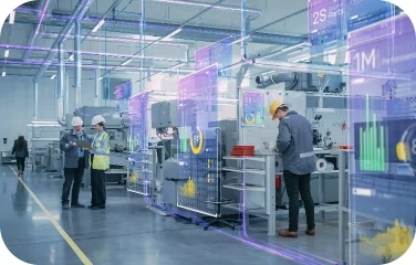 Plant teams evaluate capacity and resource planning across a connected production facility.